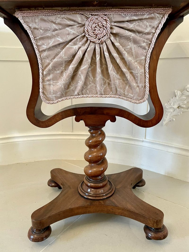 Quality Antique Freestanding William IV Rosewood Chess Top Sewing Table - Image 10